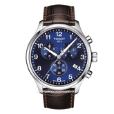 TISSOT CHRONO T116.617.16.047.00 Brown Silver Dial Blue Leather Strap